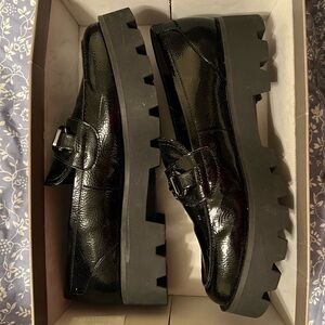 New Bergamot Bit Platform Black Patent Franco Sarto Loafers Size Women’s 10